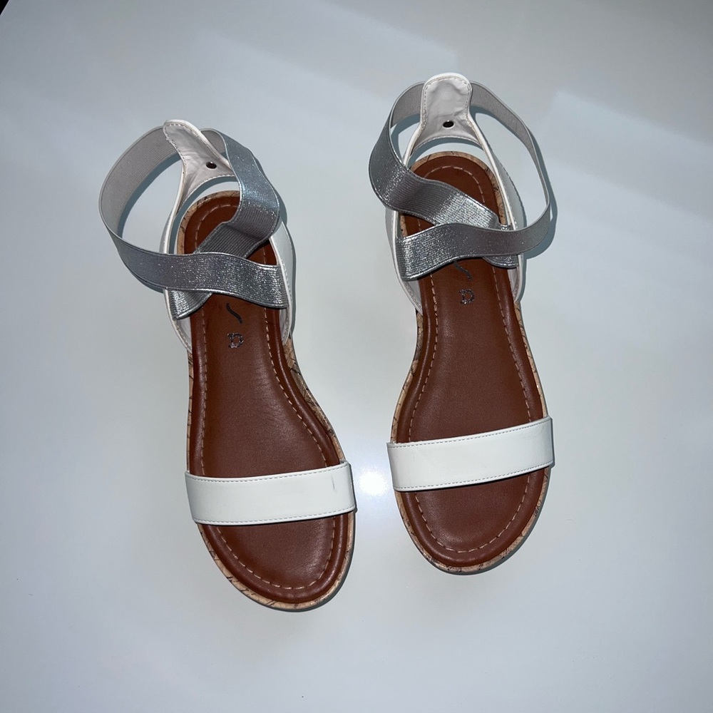 Unisa White and Silver Sandals Minimalist Design